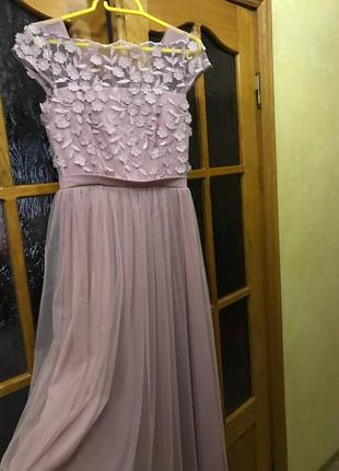 Выпускное нарядное вечернее нежное фатиное длинное платье в пол с фатиновой юбкой2 фото
