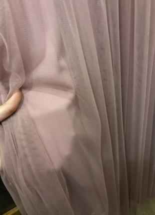 Выпускное нарядное вечернее нежное фатиное длинное платье в пол с фатиновой юбкой5 фото