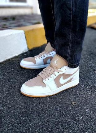 Чоловічі кросівки  jordan 1 low tan white мужские кроссовки джордан