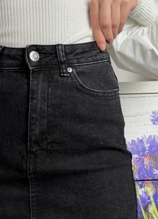 Графітова джинсова спідниця міні 1+1=39 фото