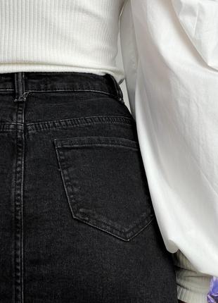 Графітова джинсова спідниця міні 1+1=36 фото