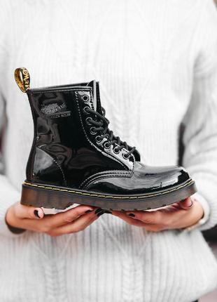 Чоботи dr.martens classic, шкіряні лаковані чоботи, мартінси