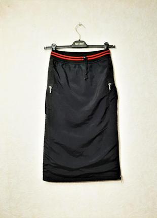 Спідниця чорна тепла на флісовій підкладці міді демі зима жіноча тканина вологостійка1 фото