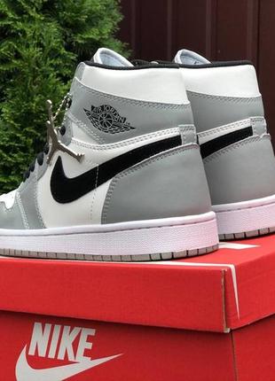 Р.44, 45 кросівки nike air jordan 1 whiteblack high og (сіро/біло/чорні)4 фото
