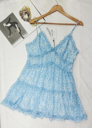 Платье сарафан голубой белый4 фото