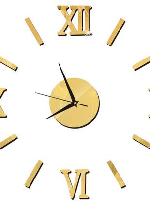 Годинник на стіну 3д, золотистого кольору, оригінальний годинник для декору будинку або квартири, діаметр до 60 см1 фото