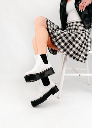 Чоботи зимові❄ мартінси dr.martens chelsea white - хутро, ботинки на платформі2 фото