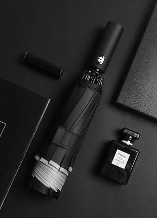 Зонт мужской и женский автоматический со светоотражающей полосой 105 см черный