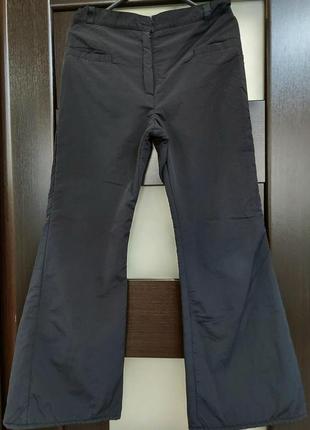 Утеплённые чёрные расклешённые брюки на подкладке штаны клёш2 фото