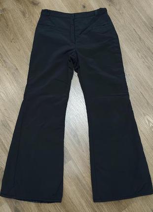 Утеплённые чёрные расклешённые брюки на подкладке штаны клёш