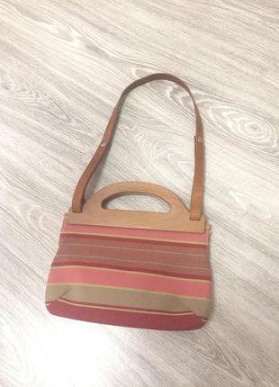 Сумка в полоску с деревянными ручками banana republic 4