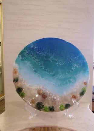 Декоративная тарелка морской пляж с ракушками2 фото