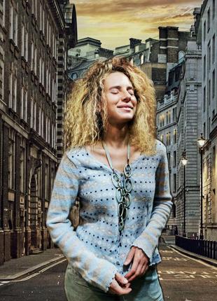 Шерстяная с ангорой кофта laura ashley кардиган на пуговицах в полоску шерсть с кружевом вязаным