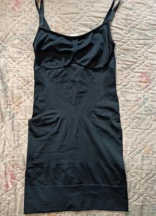 Суперское бесшовное утягивающее мини платье чехол майка анатомический дизайн1 фото