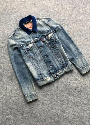 Оригінальна джинсова куртка, джинсовка levi’s jeans denim wash jacket blue/white1 фото