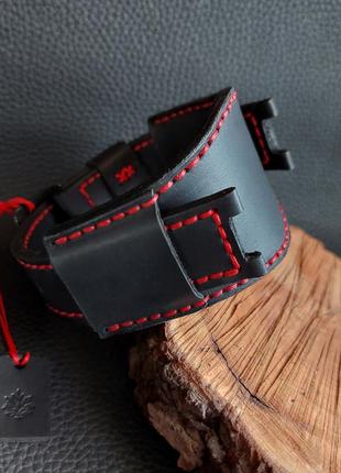 Напульсник кожаный для часов, ремешок "nikaz" для часов 18, 20, 22, 24мм (к028)