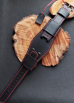 Напульсник кожаный для часов, ремешок "nikaz" для часов 18, 20, 22, 24мм (к028)