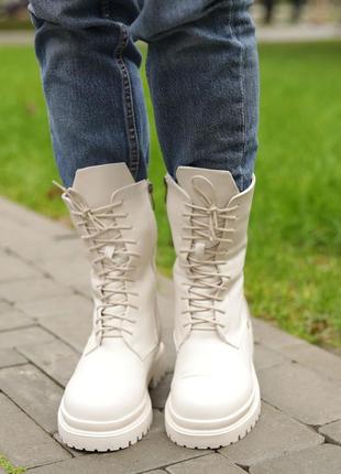 Стильні високі черевики на зиму,берці,берци жіночі білі зимові  (зима 2022-2023)