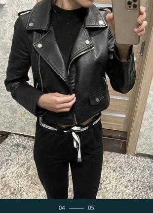 New look 10рр s/m чёрная куртка косуха с дефектом3 фото