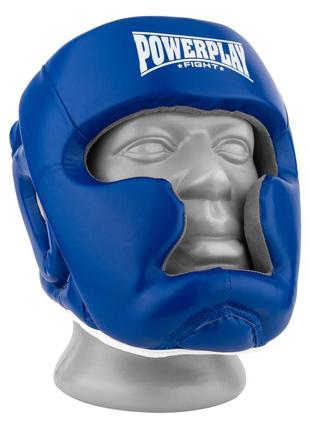 Боксерский шлем тренировочный powerplay 3068 pu + amara сине белый xs