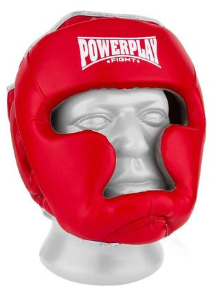 Боксерський шолом тренувальний powerplay 3068 pu + amara червоно-білий m