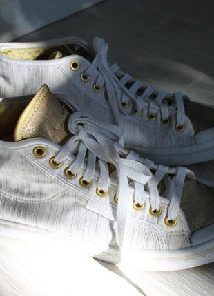 Кеды adidas текстильные золотые с белым