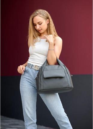 Сумка сіра графіт велика шкіряна еко містка стильна жіноча2 фото