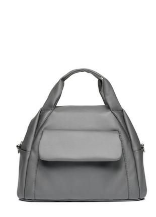 Сумка сіра графіт велика шкіряна еко містка стильна жіноча8 фото