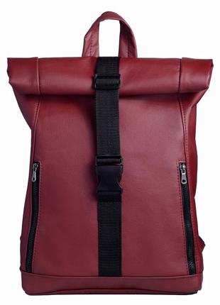 Рюкзак для твоїх подорожей від бренду sambag колекції rolltop one в бордовому кольорі1 фото