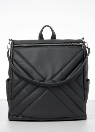 Трендова жіночий рюкзак-сумка від бренду sambag колекції trinity графітового кольору