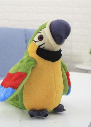 Говорящий попугай повторюшка зеленый parrot talking3 фото