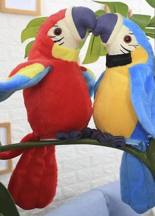 Говорящий попугай повторюшка красный parrot talking7 фото