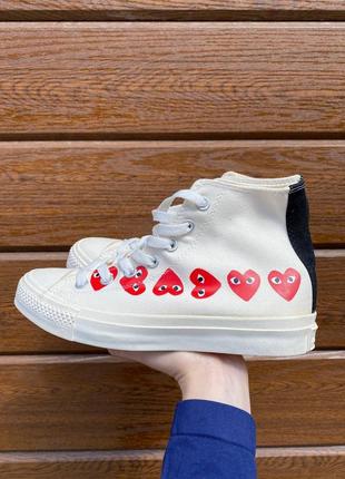 Converse chuck 70 classic high top heart beige comme des garçons бежеві кеди конверс сердечко бежевые кеды конверс с сердечками