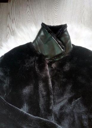 Черная короткая искусственная шуба под норку на молнии замке с карманами гладкая тедди8 фото