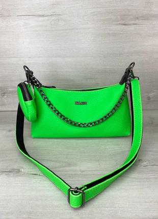 Женская сумка с кошельком зеленая1 фото