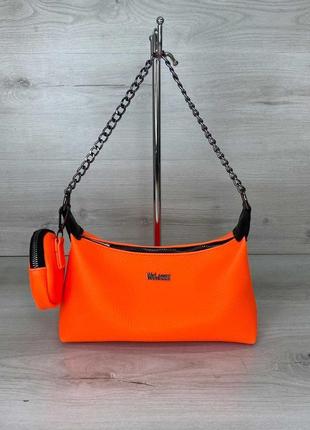 Женская сумка с кошельком оранжевая