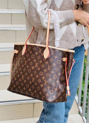 Сумка шоппер женская коричневая брендовая в стиле луи витон louis vuitton