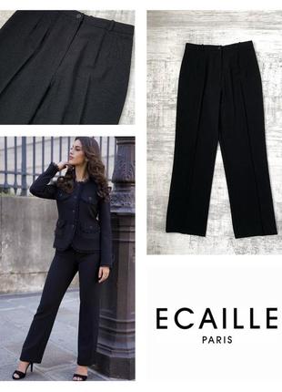 Свободные прямые шерстяные брюки палаццо ecaille paris франция высокая посадка / талия свободного прямого кроя 100 % шерсть