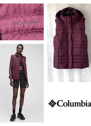 Пуховая жилетка пуховик columbia с капюшоном пух / перо