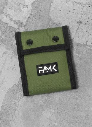 Кошелек (портмоне) на кнопках для мужчин и женщин famk tri-fold, хаки