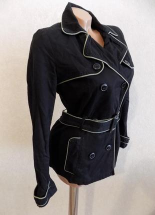 Куртка вітровка подовжена на гудзиках чорна фірмова mango розмір 42