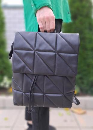 Женский чёрный рюкзак из экокожи2 фото