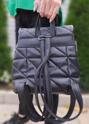 Женский чёрный рюкзак из экокожи6 фото