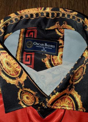Сатиновая атласная рубашка oscar banks принт в стиле versace3 фото
