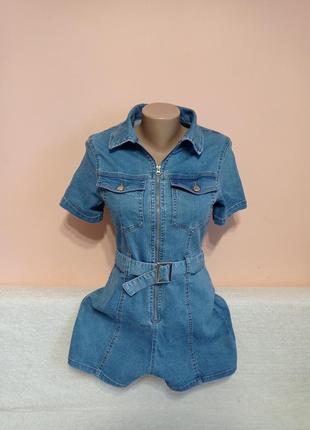 Стан нового!класний джинсовий ромпер з поясом р.14-маломірить.