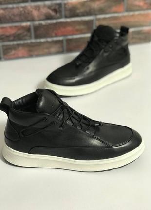 Мужские чёрные кожаные ботинки crack чоловічі чорні черевики crack8 фото