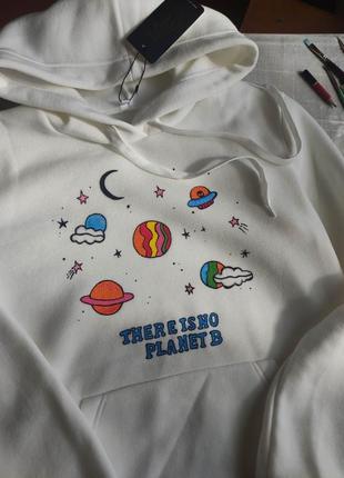Худи с ручной росписью кастом кастомизация одежды пданеты космос толстовка на флисе1 фото