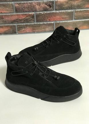 Мужские замшевые чёрные ботинки crack чоловічі замшеві чорні черевики crack2 фото