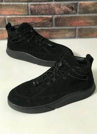 Мужские замшевые чёрные ботинки crack чоловічі замшеві чорні черевики crack6 фото