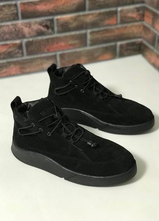 Мужские замшевые чёрные ботинки crack чоловічі замшеві чорні черевики crack7 фото